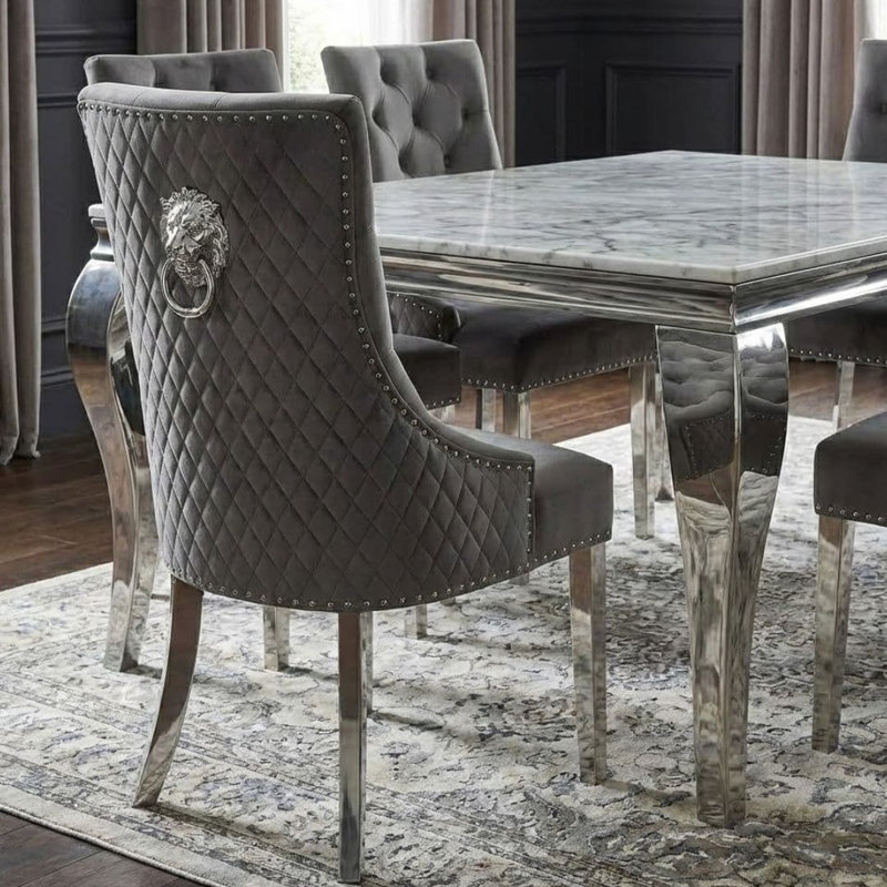 6 -Person Marble Dining Set, Grey