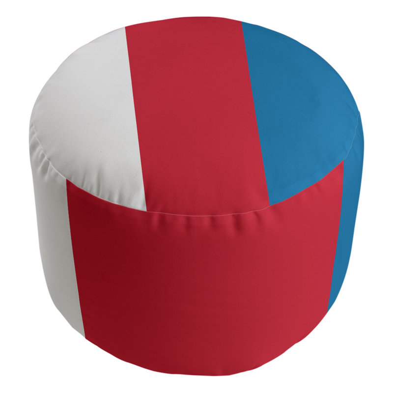 Repose-pieds cubique rond à rayures 20,5", Blanc / rouge / bleu poudre