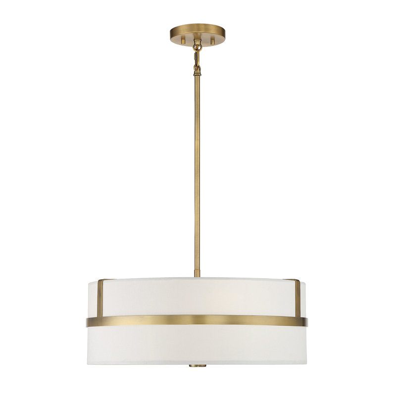 Gilbreath 4 - Light Single Drum Pendant in Natural Brass, Natural Brass