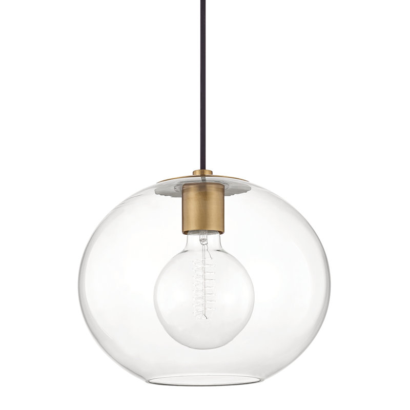 Margot 1 Light Pendant, 10.5" H x 12.25" W x 12.25" D, Aged Brass