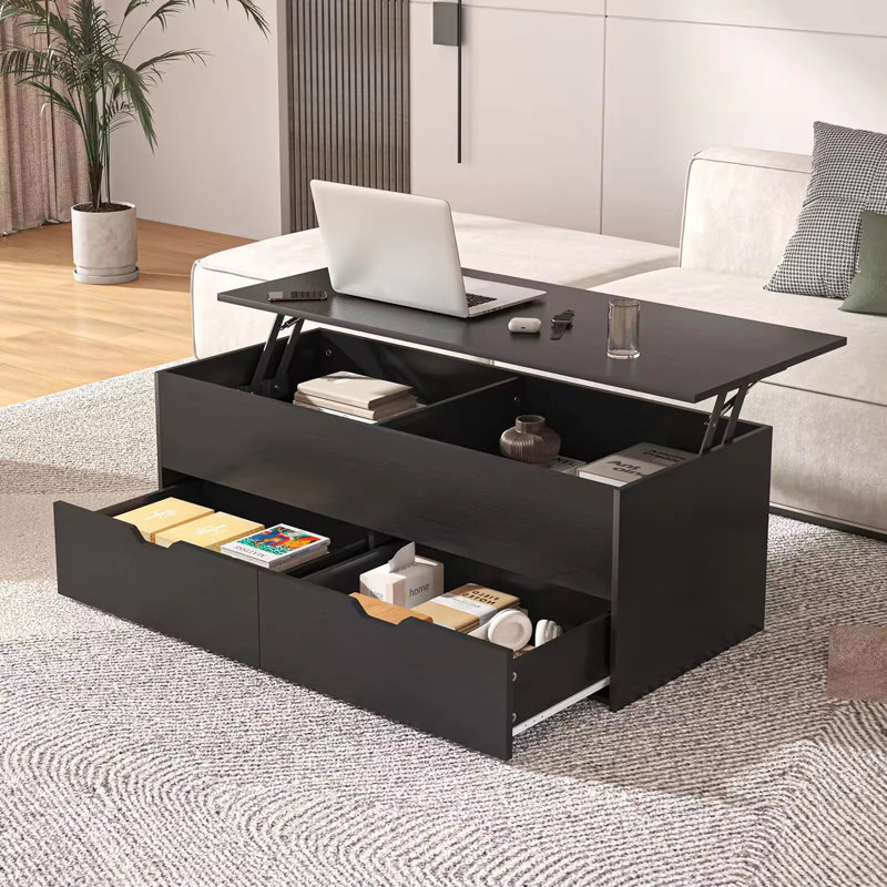 Lift-Top Coffee Table With Drawers - Thumbnail 3