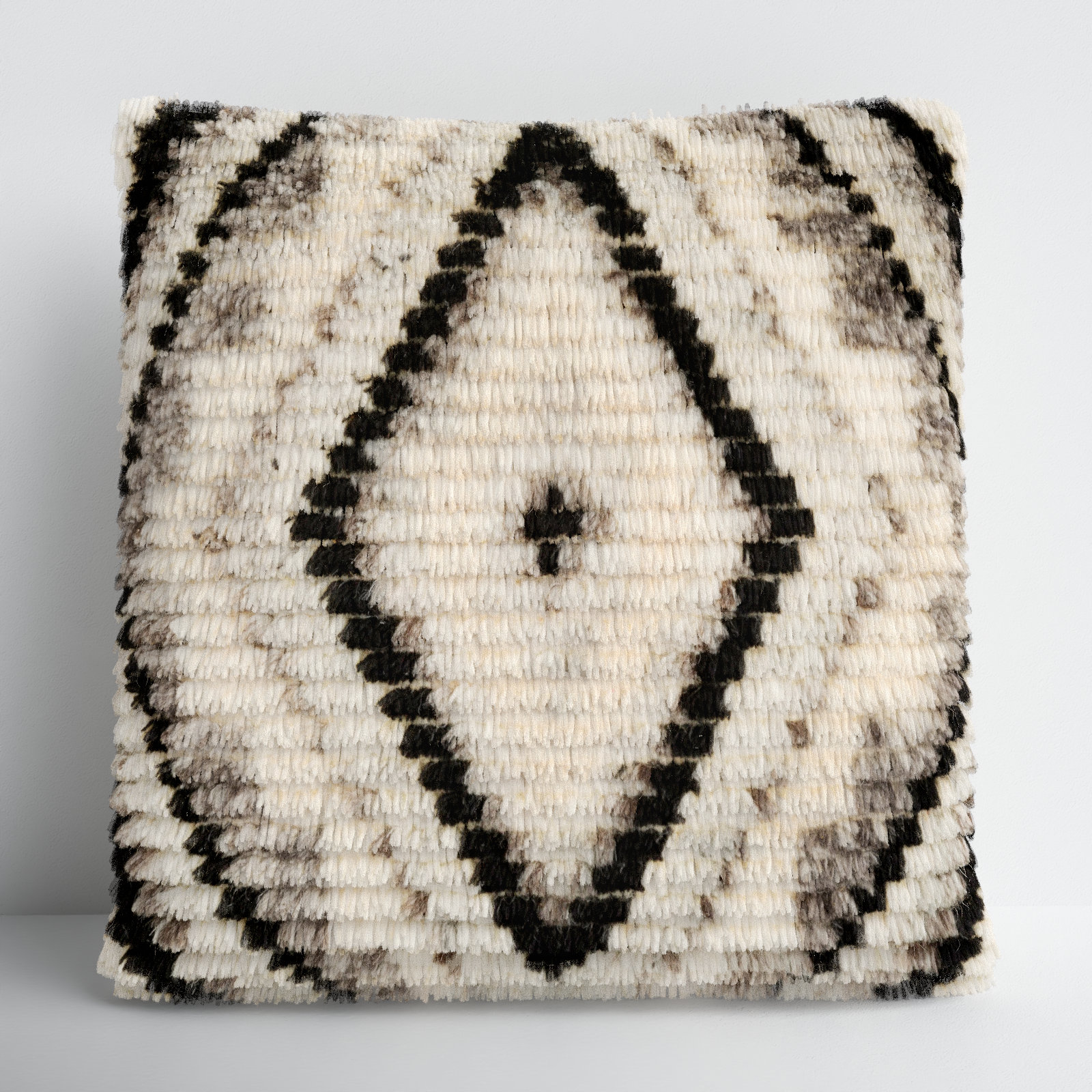 Cyan Geometric Wool Throw Pillow, 22" x 22", Polyester