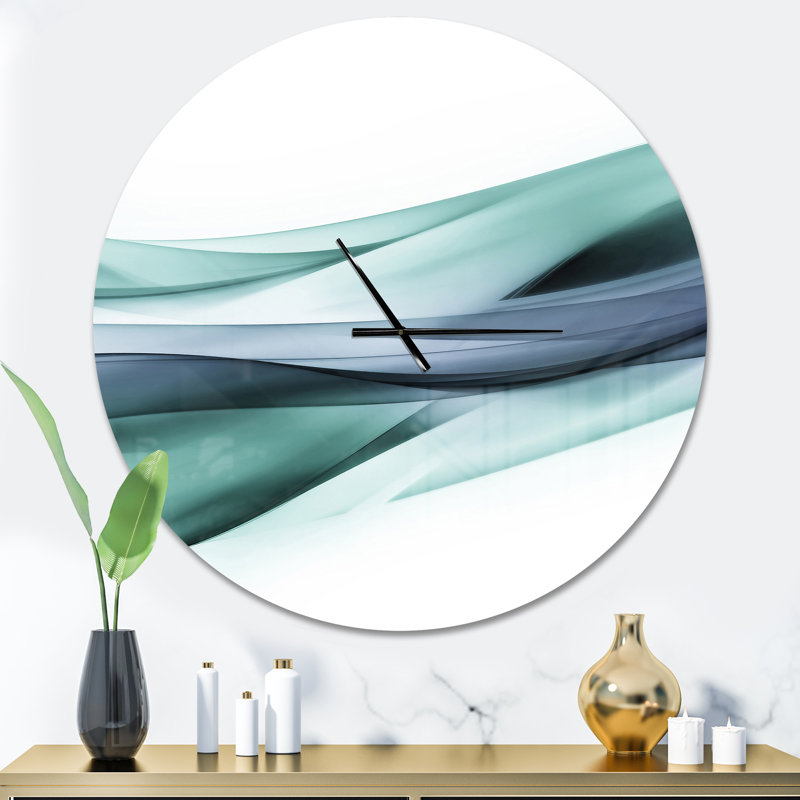 Horloge murale moderne à motif scintillant bleu clair, Surdimensionné, Vert / Gris