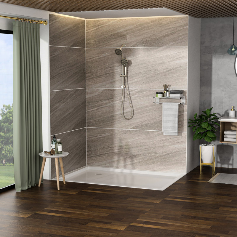 Ensemble de pomme de douche double en nickel brossé avec pomme de douche de 4,7 po, douche à 7 poignées, système de glissière et système de tuyau réglable