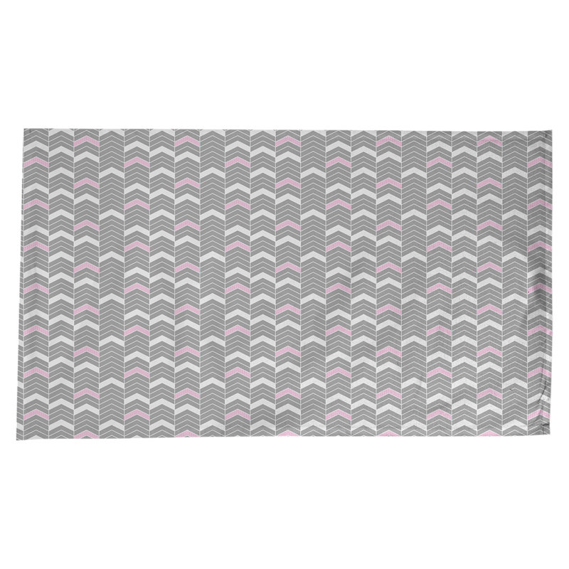 Stephenie Lined Chevrons Tablecloth, Gray/Pink/White