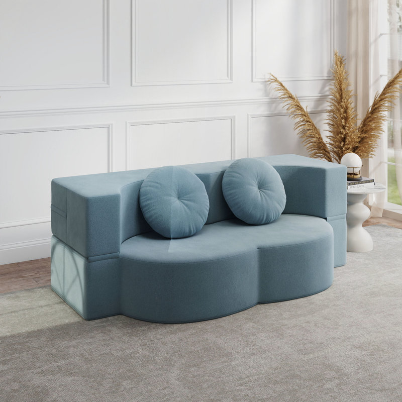 Canapé-lit moderne avec 2 coussins, canapé-lit en velours côtelé moelleux convertible, matelas pliant double de 14,2 po pour le salon, lit d'invité