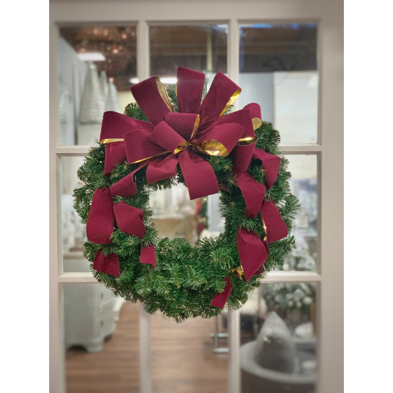 Holiday Ribbon Wreath, 26" H x 26" W x 8" D