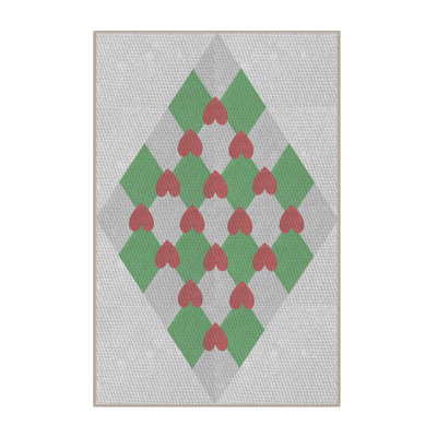Tapis vert/gris/rouge à motifs