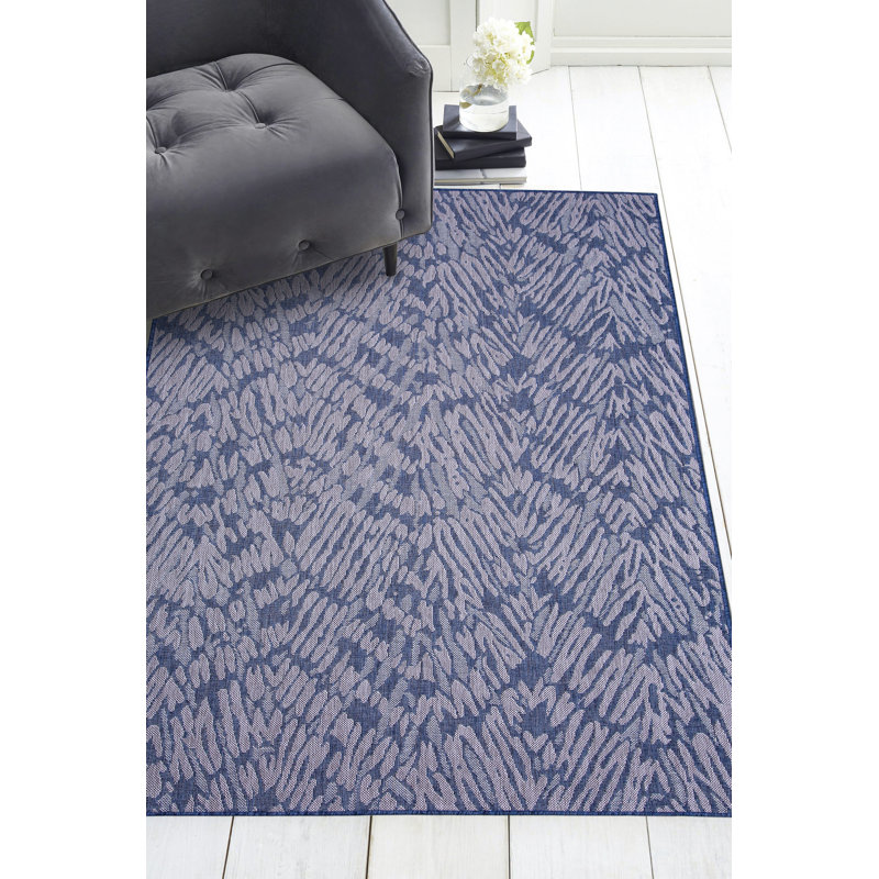 Tapis intérieur / extérieur abstrait bleu denim, Rectangle 5 pi 3 po x 7 pi 6 po