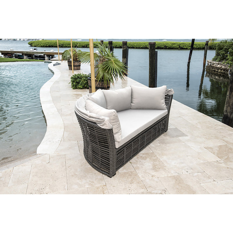 Westerman 73'' Wide Circle Wicker Patio Daybed with Cushions, Standard