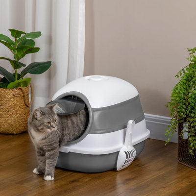 Polyethylene Plastic Enclosed Litter Box with Scoop