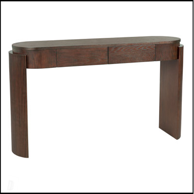 Table d'entrée en grain de bois naturel avec conception cannelée, 2 tiroirs pour un rangement élégant et une présentation dans les espaces de vie