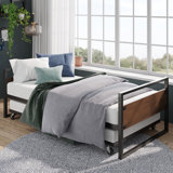 Barrett Metal Daybed with Trundle Pull-Out - Sturdy Black Metal frame - Modern Industrial frame
