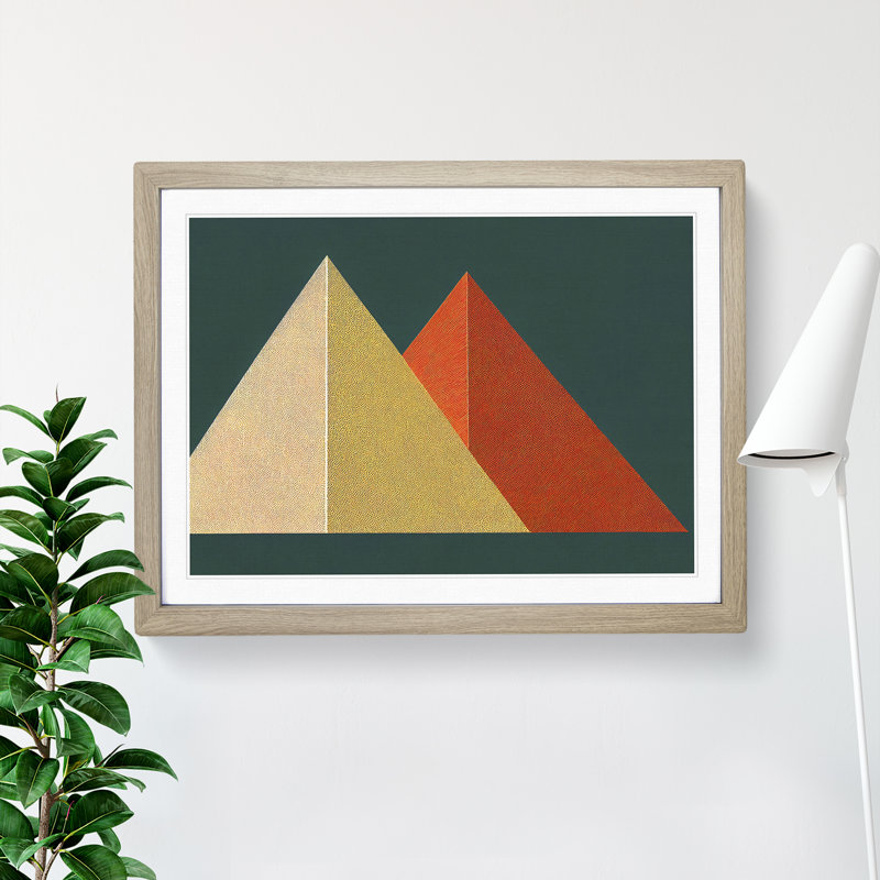 Geometric Pyramids Vol.4 Abstract - Framed Print, 46cm H x 64cm W x 2cm D, Oak