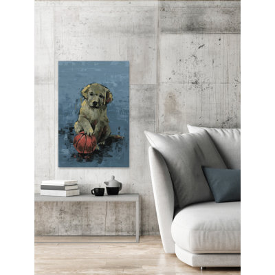 « dribbling dog », reproduction sur toile tendue