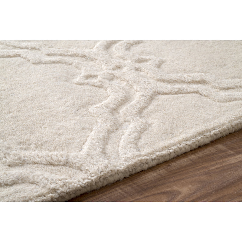 Geometric Wool Hand Woven Area Rug, Rectangle 152 x 244cm