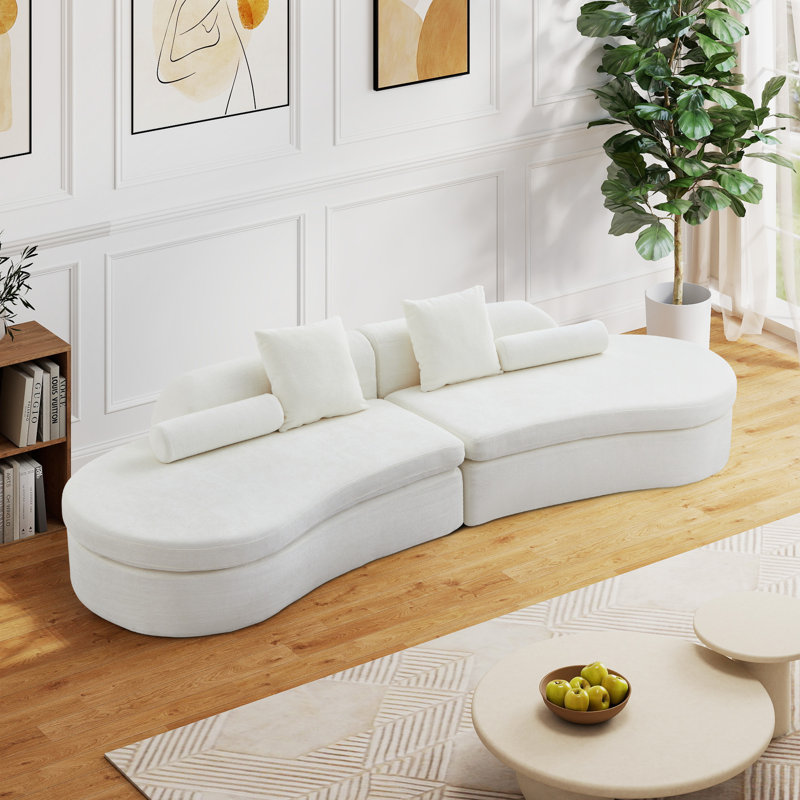 Canapé modulaire 125,98 po avec oreillers carrés et traversins, White