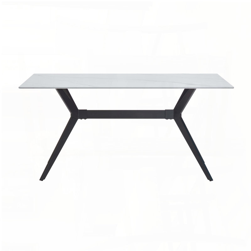 Table de salle à manger contemporaine avec plateau en marbre fritté d'aspect marbre