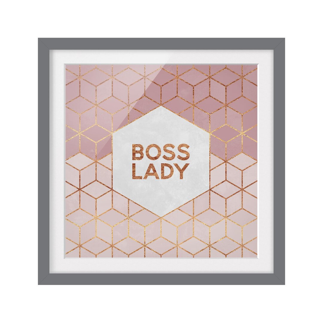 Bild mit Rahmen - Boss Lady Hexagons Pink - Quadratisch 1: 1