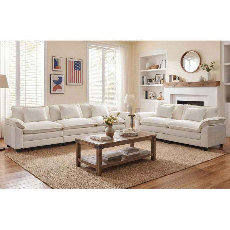 Ensemble de canapé modulaire 2 pièces, canapé-lit à assise profonde avec canapé surdimensionné de 120 po et causeuse de 86 po