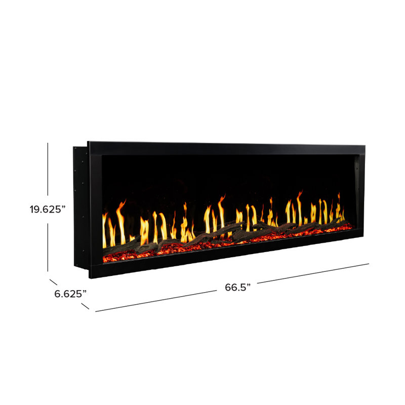 Highmark Luxe Virtual LCD Wall Mount Smart Electric Fireplace - Remote Control & Adjustable Multi-Color Flame, 67"