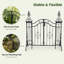 Portail de jardin en fer forgé noir orné de volutes et d'un oiseau décoratif, 120 x 120 cm, double porte décorative avec fixations sécurisées, portillon autoportant de style vintage en métal pour jardin, terrasse ou allée.