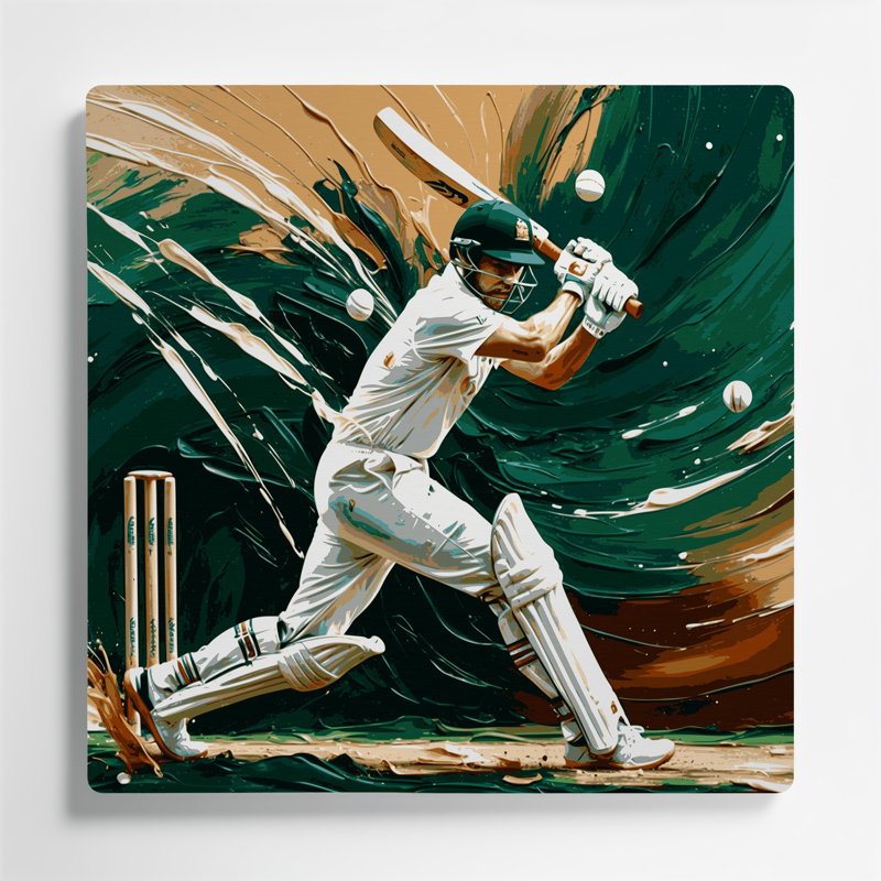 Sports, cricket vert, art mural en métal, H 32 po x l 32 po