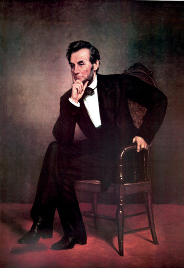 "abraham lincoln" par healy, reproduction d’art sur toile tendue encadrée, H 36 po x l 24 po x P 1,5 po