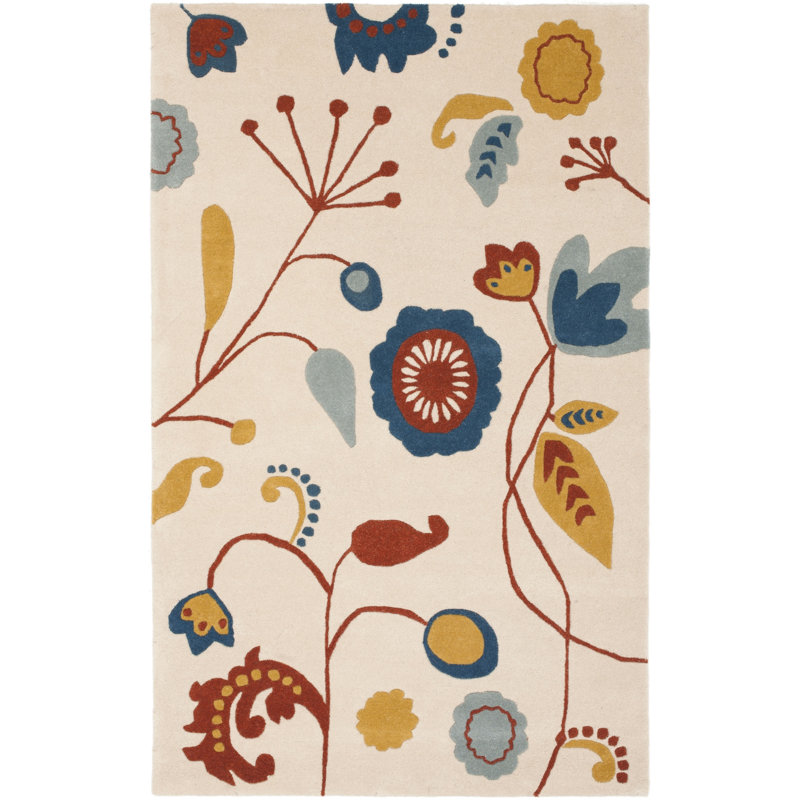 Soho Hand Tufted Wool And Viscose Floral Rug, Rectangle 7'6" x 9'6"