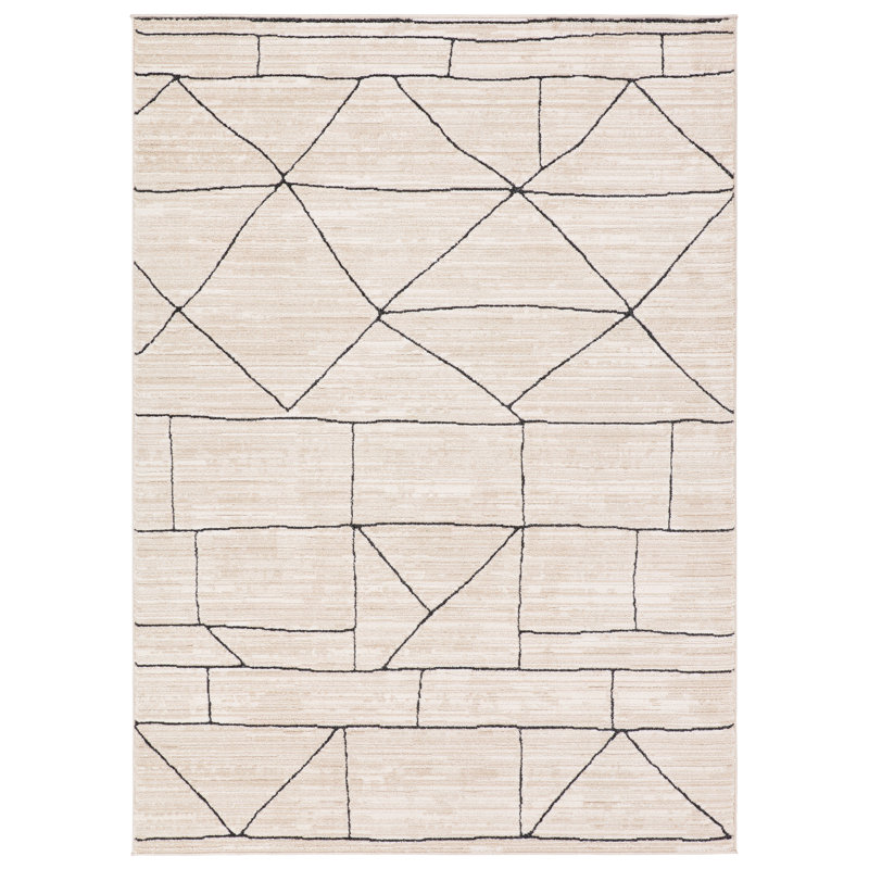 Eva Farhan EVA07 Moroccan Ivory/Black Area Rug (8'6"X11'6"), Rectangle 8'6" x 11'6"