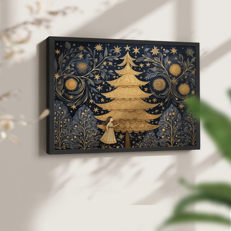 Chirstmas Art-CCCXCV -Framed Print - Restickable, H 8 po x l 10 po, Noir, noir, noir, noir