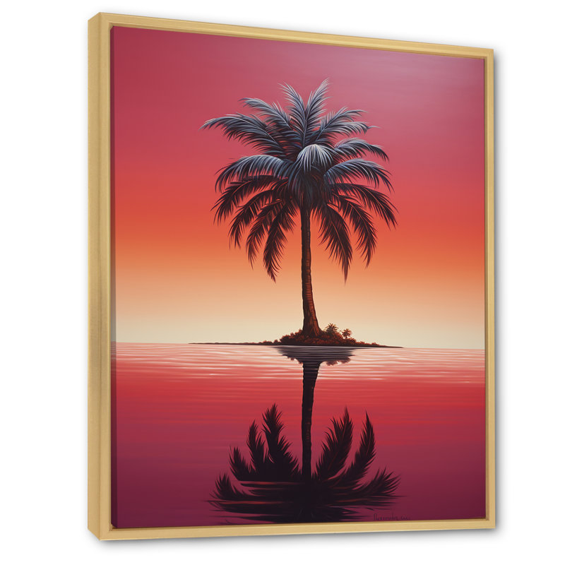 «Solitaire Ruby Reflections Palm Tree», reproduction sur toile, H 20 po x l 12 po x P 1 po, Cadre naturel flottant