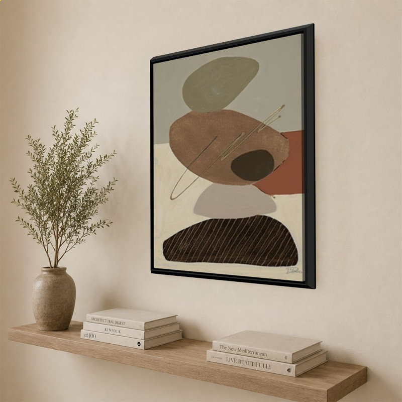 Stone Stack Tan by Patricia Pinto - Graphic Art on Canvas, 44" H x 34" W, Black