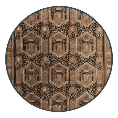 Machine Washable Art Deco Brown Area Rug