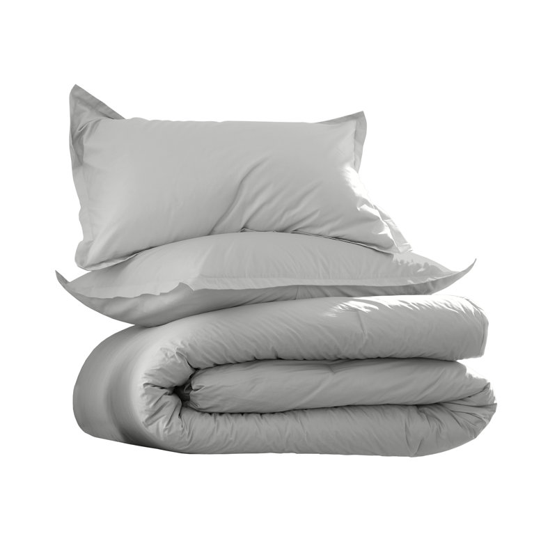 EcoPure Comfort Wash Bedding Collection 100% Cotton Reversible 2 Piece Comforter Set, Gray, Full/Queen Comforter + 2 Shams