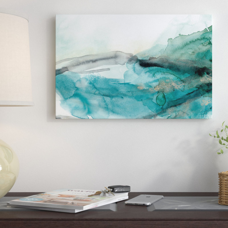 « v », reproduction d’art sur toile tendue Hydro, H 18 po x l 26 po x P 1,5 po, Toile avec cadre noir, Pas de tapis