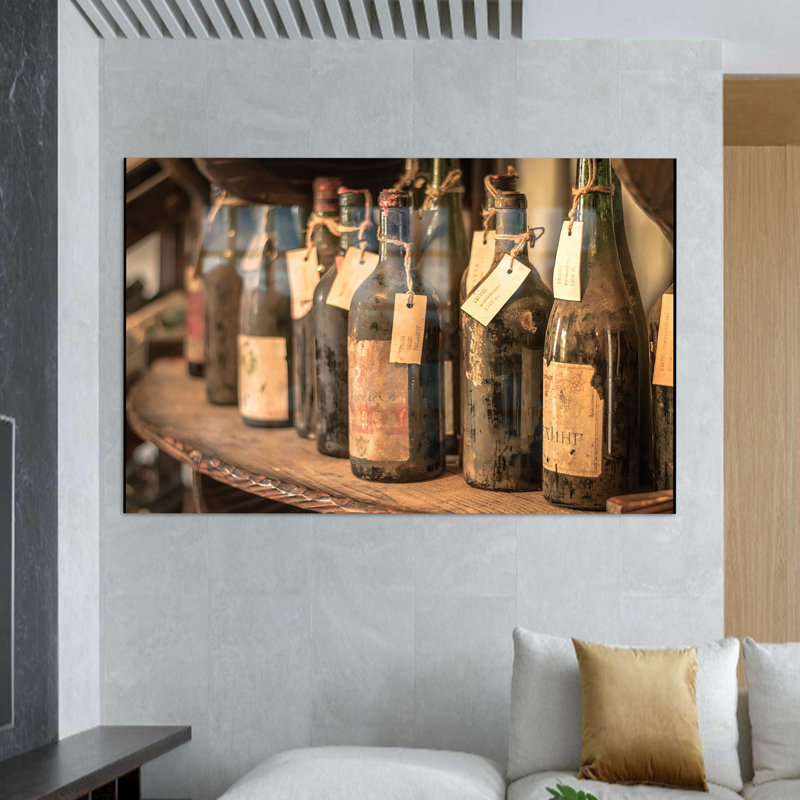 Grande œuvre d'art moderne en verre idéale pour les murs de la cuisine ou du restaurant avec un thème de vin rétro