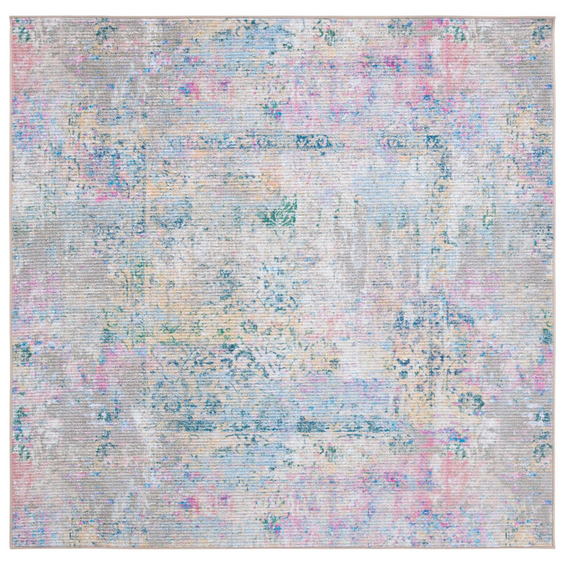 Iraiz Sequoia Performance Machine Washable Abstract Rug, Square 6'7"