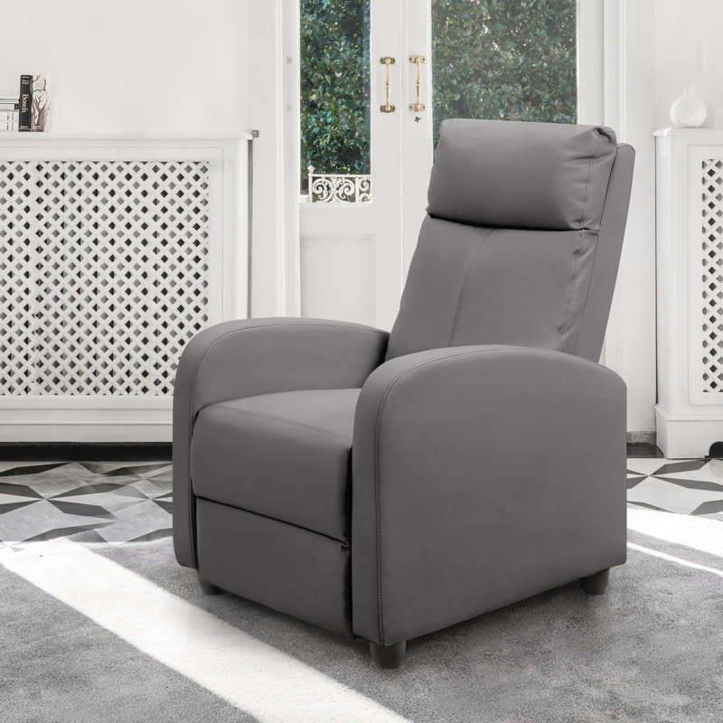 Pettit Faux Leather Recliner, Gray Faux leather