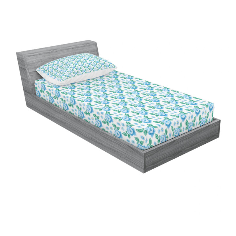 Ensemble de draps à motif floral Roses and Forget Me, Ensemble de draps pour lit simple TG avec drap-hou