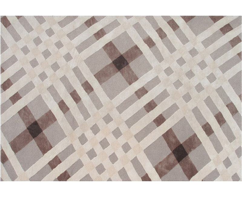 Plaid Handmade Tufted Brown/Gray Area Rug, Rectangle 5' x 8'