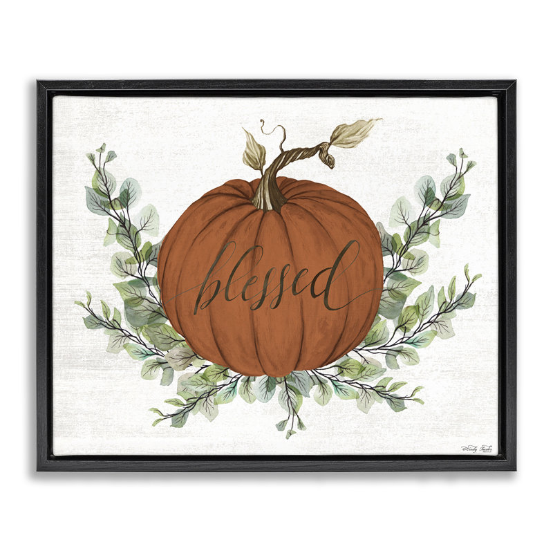 «Orange Blessed Pumpkin» par Cindy Jacobs, Cadre flottant noir de jais, H 17 po x l 21 po