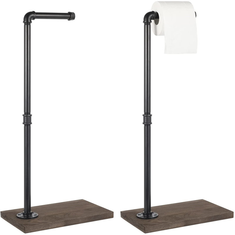 Porte-papier hygiénique sur pied, Brun / noir