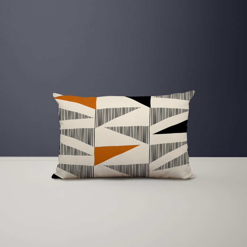 Housse et insert de coussin rectangulaire intérieur / extérieur en polyester / mélange de polyester Chamu, Orange / Noir