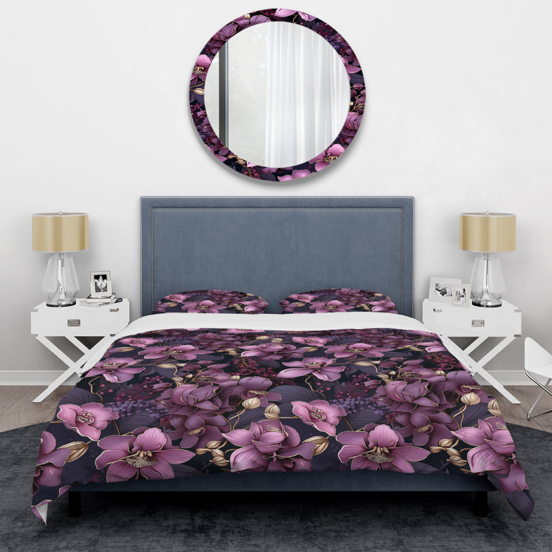 Ensemble de housse de couette Mystic Orchids Moody, Housse de couette pour très grand lit et 2 très