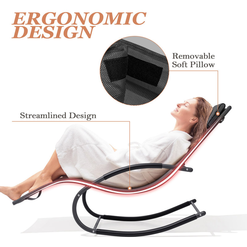 Tyshika Outdoor Metal Chaise Lounge, Black