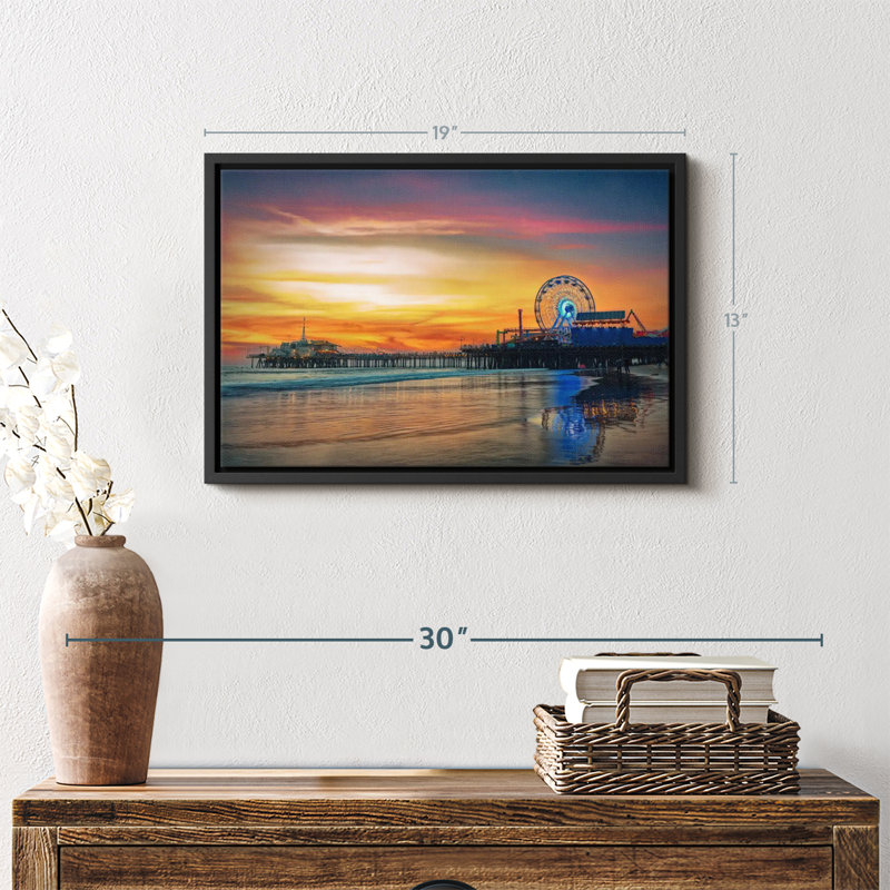 Plage «Santa Monica Pier Sunset», H 13 po x l 19 po