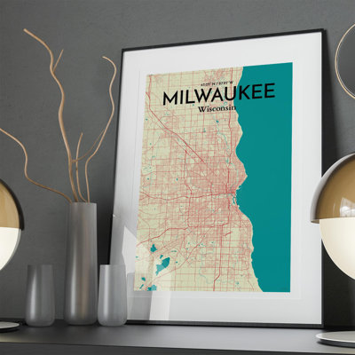 «Milwaukee City Map», impression d'art graphique sans cadre