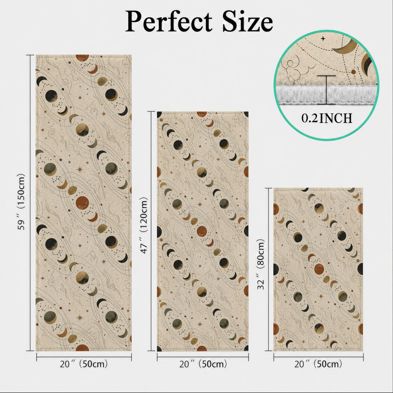Moon Phase Non-Slip Washable Kitchen Mats