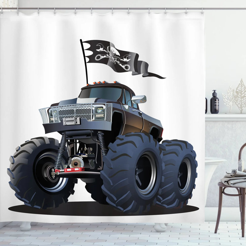 Ensemble de rideau de douche monster truck pirate Myaa, H 75 po x l 69 po